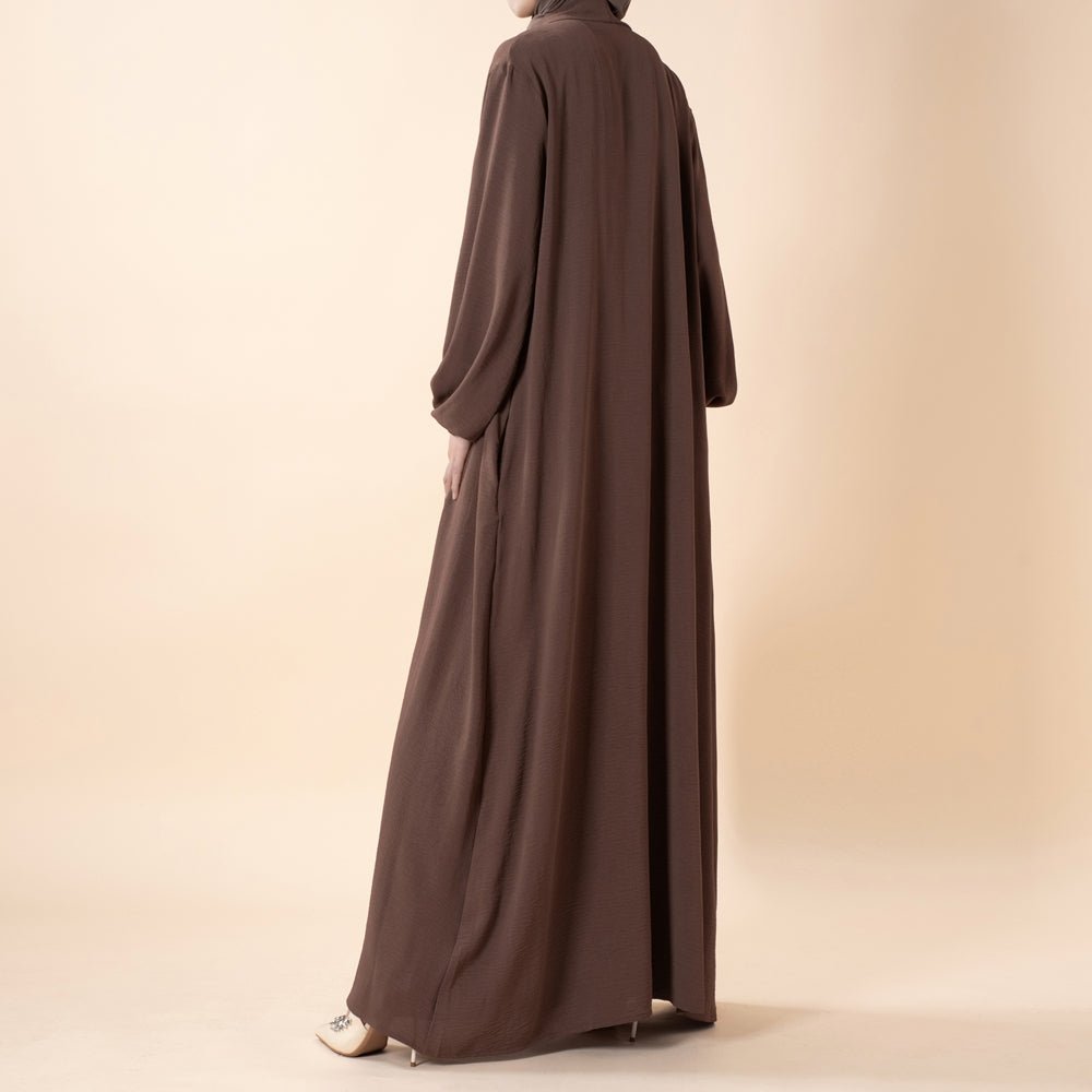 Solid Color Elegant Open Abaya with Pockets | 3-Piece Set Open Abaya (MOA092) by Mariam's Collection
