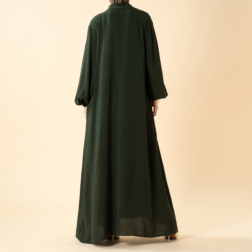 Solid Color Elegant Open Abaya with Pockets | 3-Piece Set Open Abaya (MOA092) by Mariam's Collection