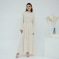 Solid Color Nida Abaya with Belt | A-Line Maxi Dress Abaya (MA359) by Mariam's Collection