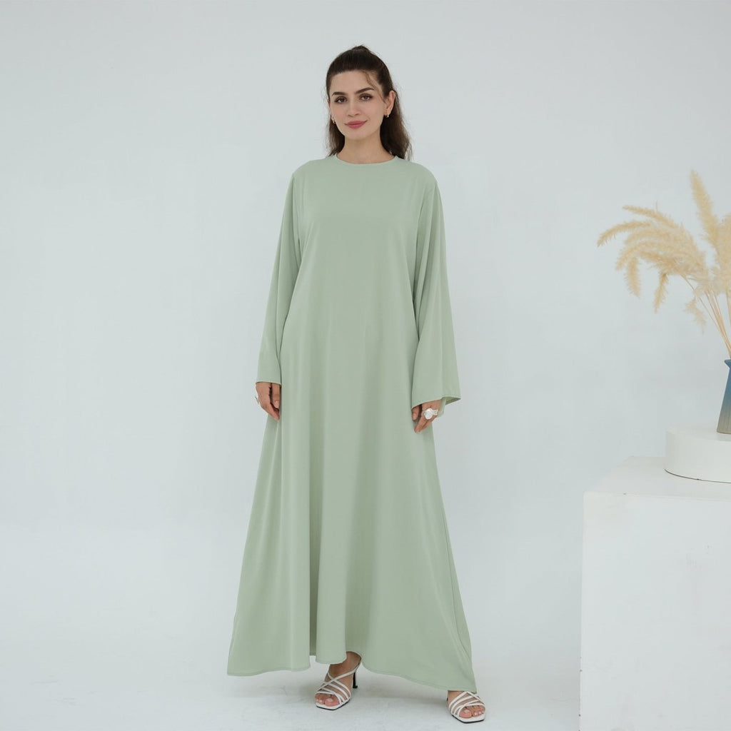 Solid Color Nida Abaya with Belt | A-Line Maxi Dress Abaya (MA359) by Mariam's Collection