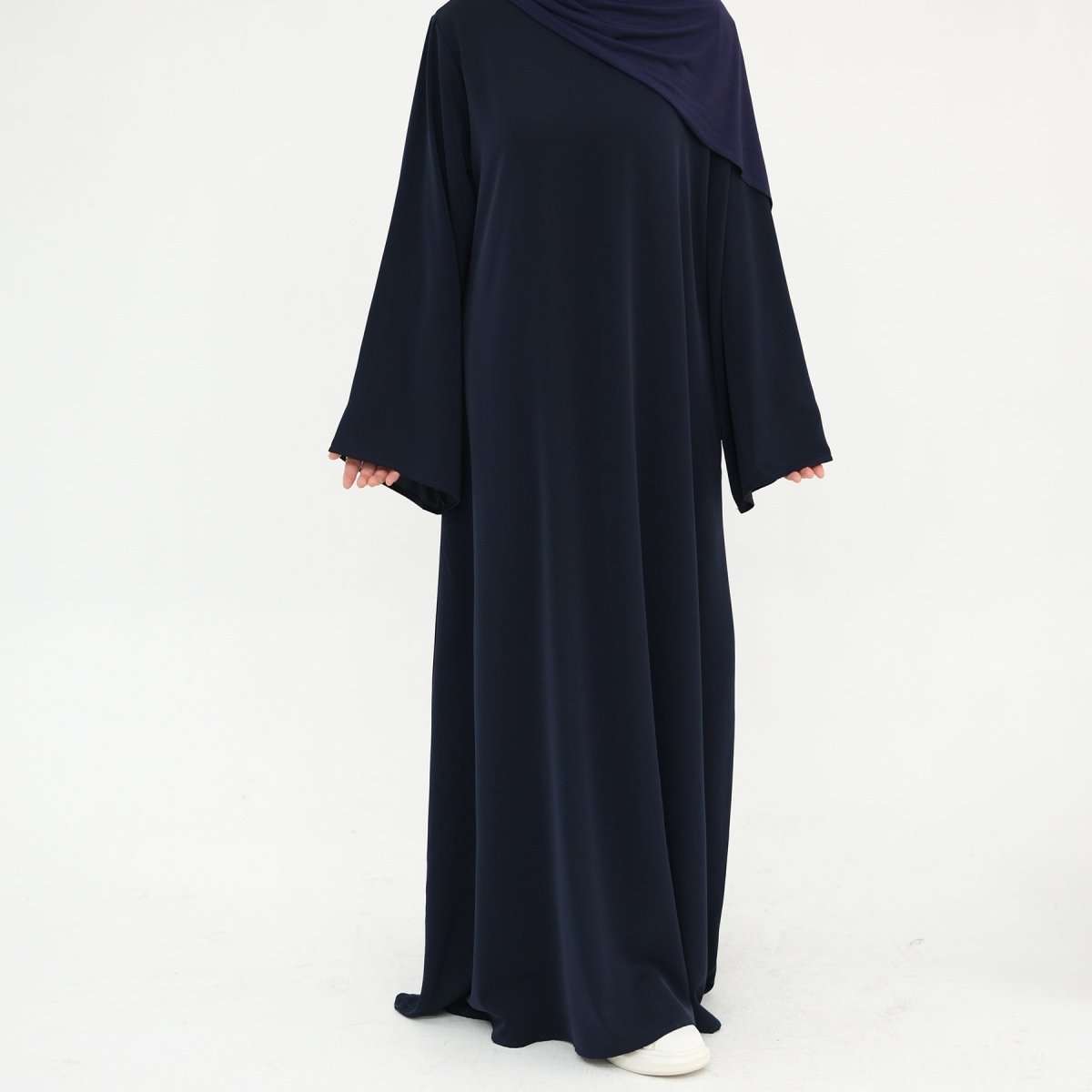 Solid Color Nida Abaya with Belt | A-Line Maxi Dress Abaya (MA359) by Mariam's Collection