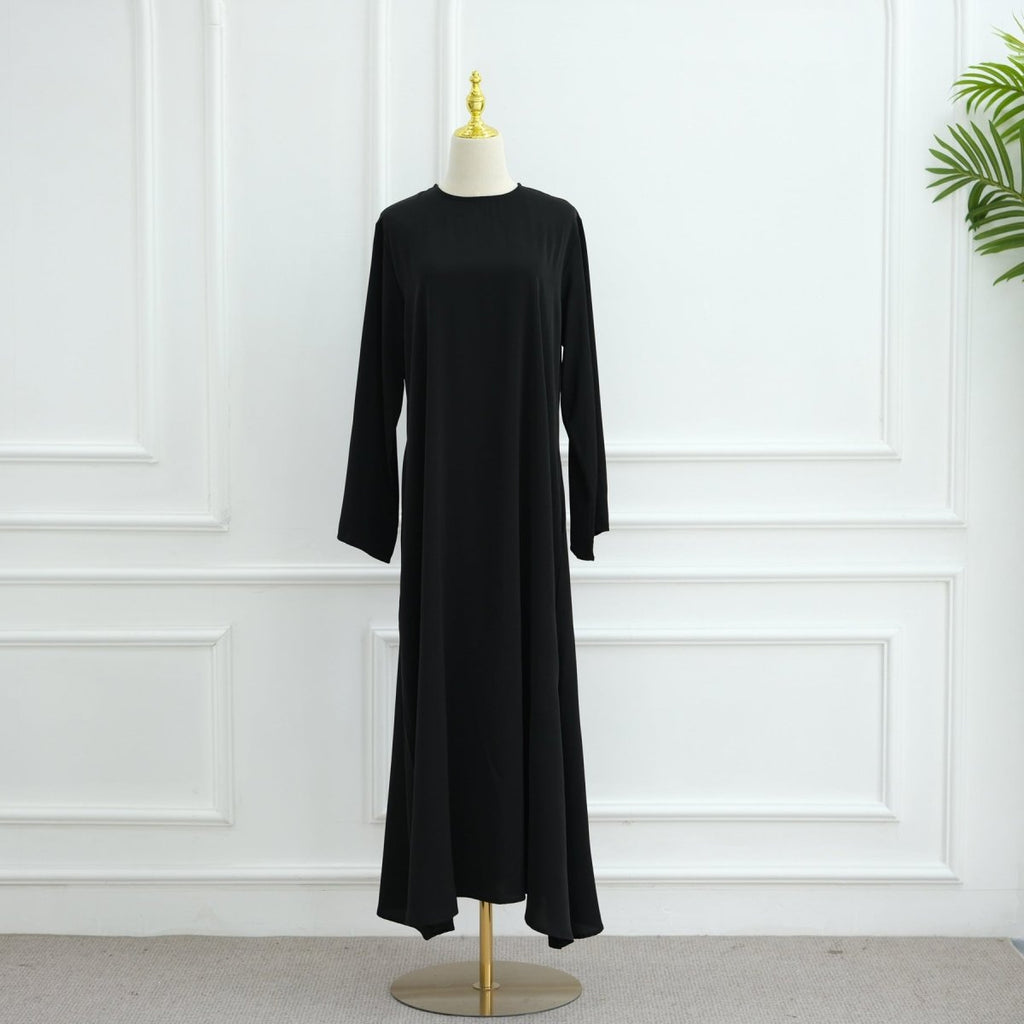 Solid Color Nida Abaya with Belt | A-Line Maxi Dress Abaya (MA359) by Mariam's Collection