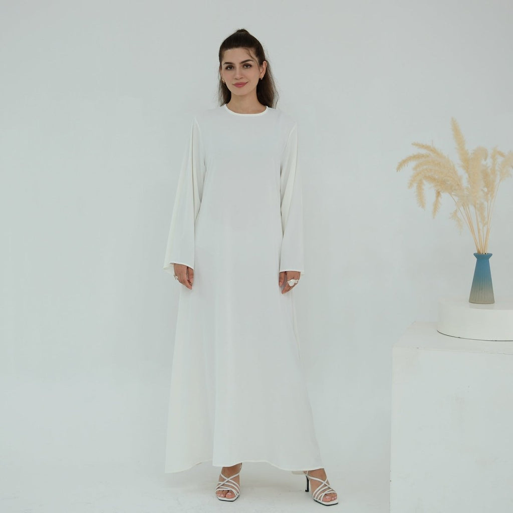 Solid Color Nida Abaya with Belt | A-Line Maxi Dress Abaya (MA359) by Mariam's Collection