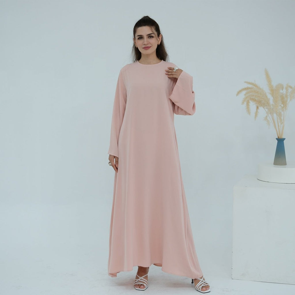 Solid Color Nida Abaya with Belt | A-Line Maxi Dress Abaya (MA359) by Mariam's Collection