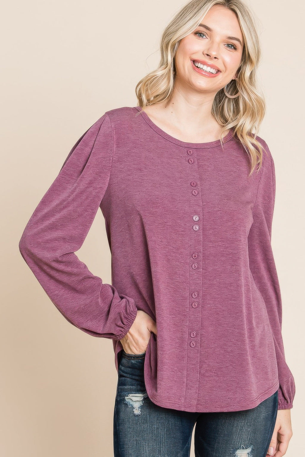 Solid Tr Spandex Long Sleeve Top by Tigbul's Variety Fashion Shop