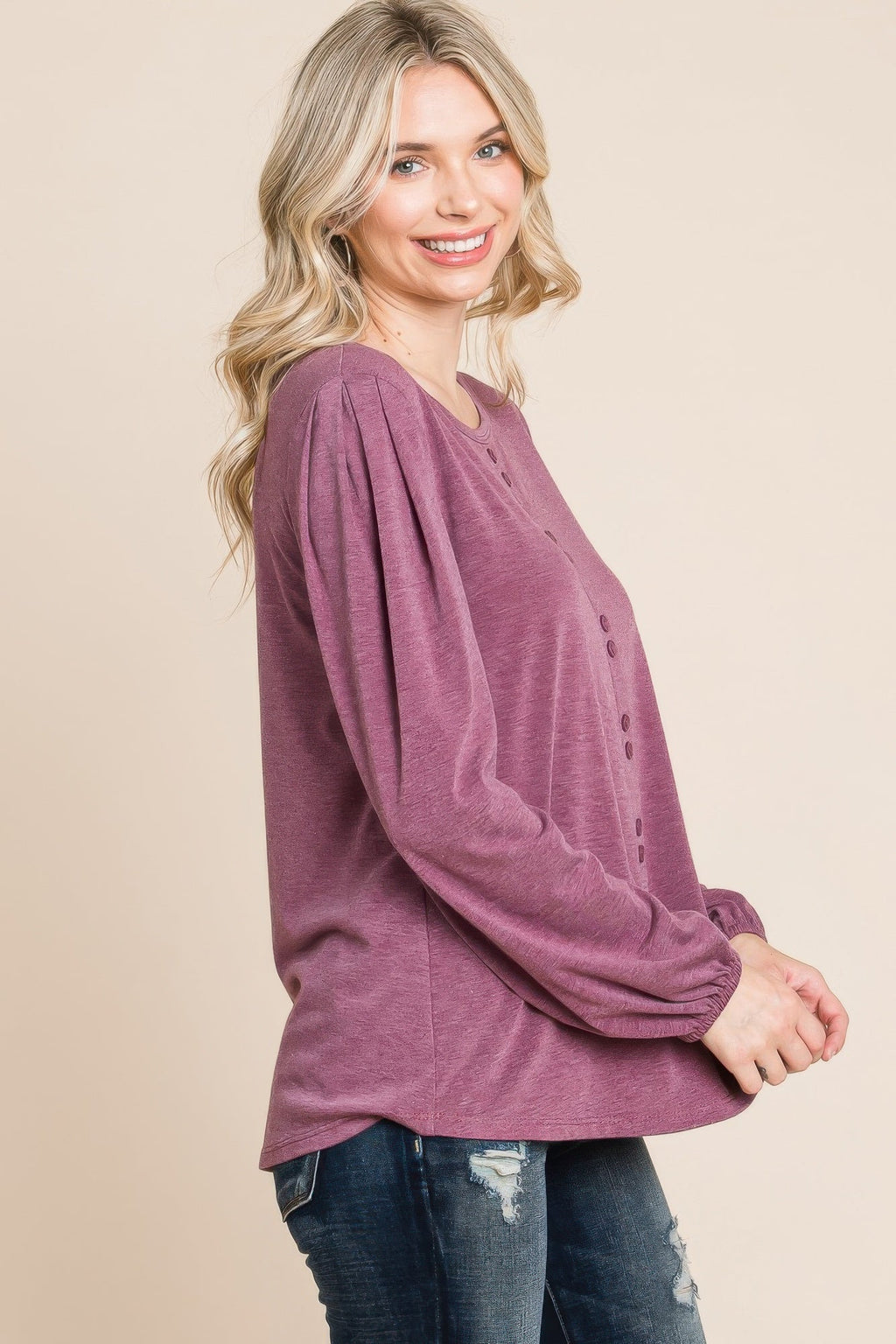 Solid Tr Spandex Long Sleeve Top by Tigbul's Variety Fashion Shop
