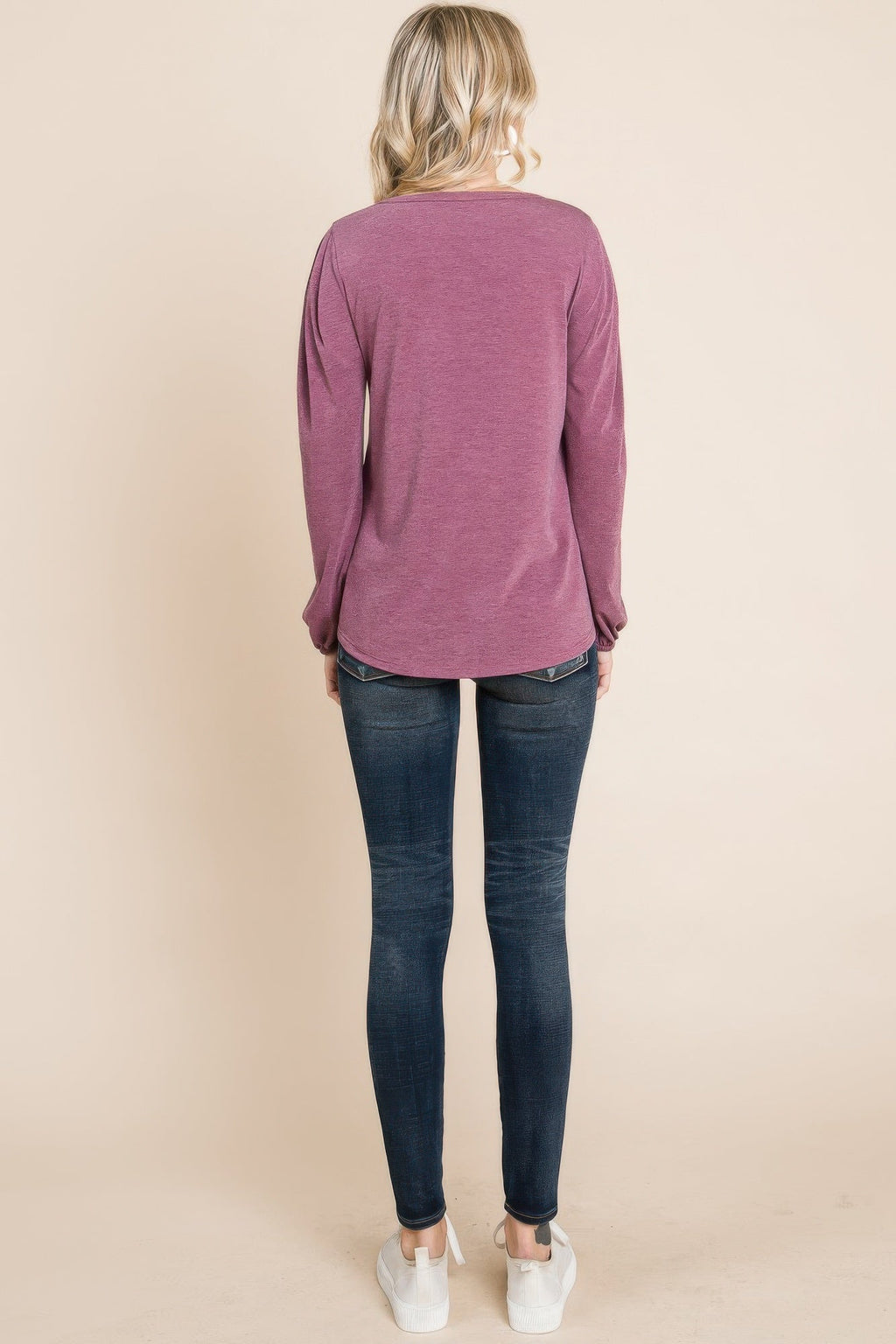 Solid Tr Spandex Long Sleeve Top by Tigbul's Variety Fashion Shop