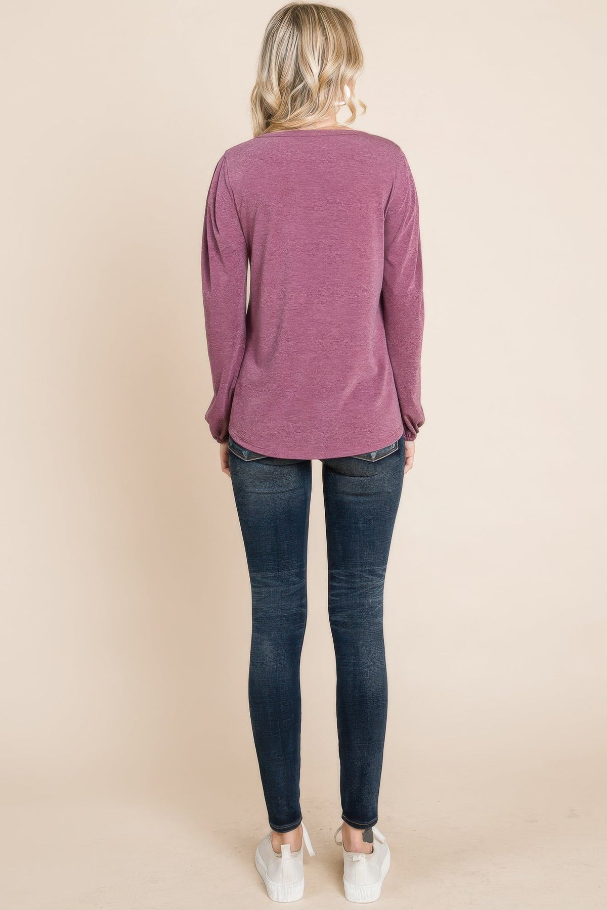 Solid Tr Spandex Long Sleeve Top by Tigbul's Variety Fashion Shop