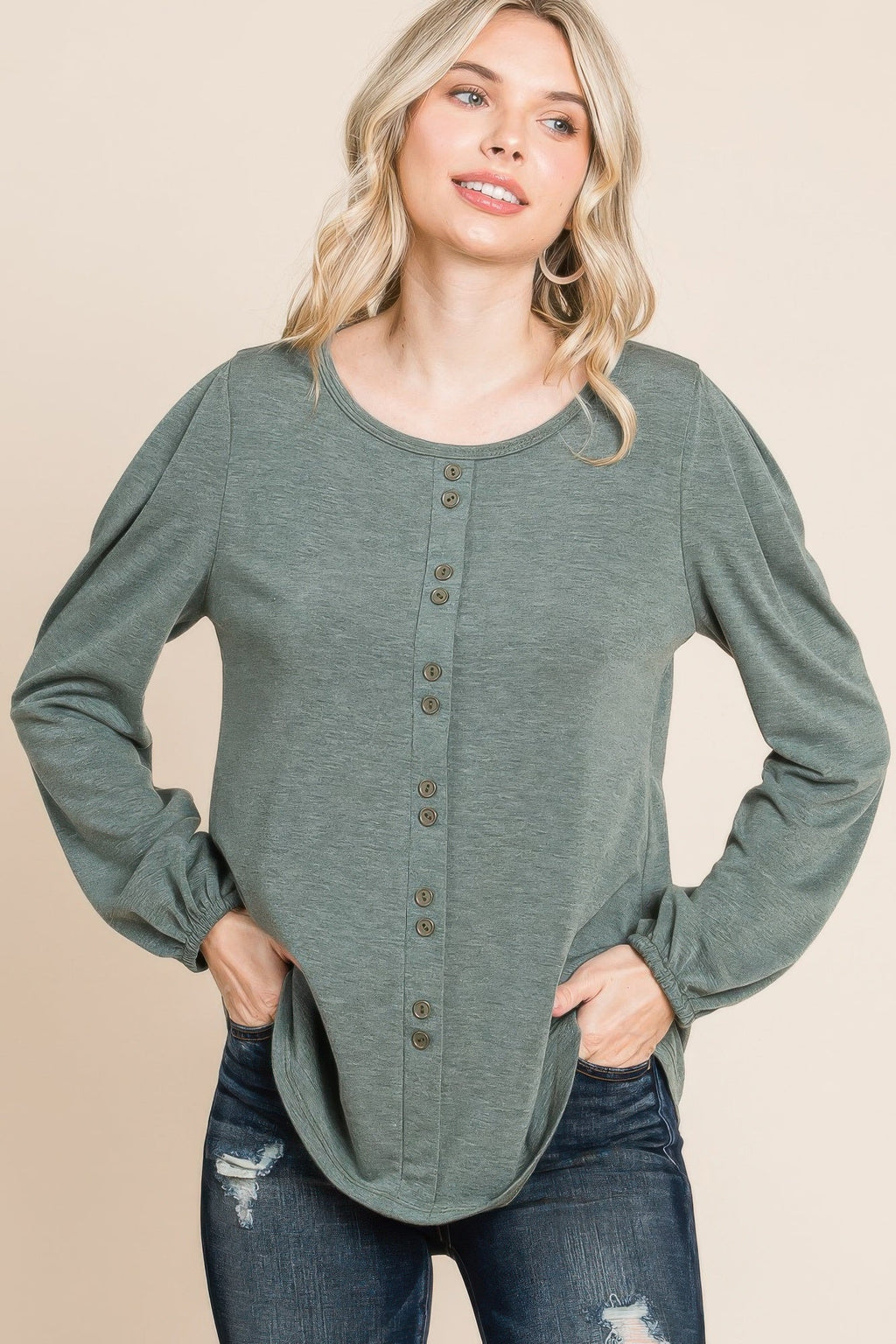 Solid Tr Spandex Long Sleeve Top by Tigbul's Variety Fashion Shop