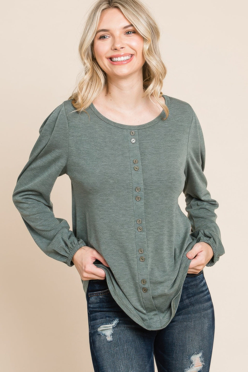 Solid Tr Spandex Long Sleeve Top by Tigbul's Variety Fashion Shop