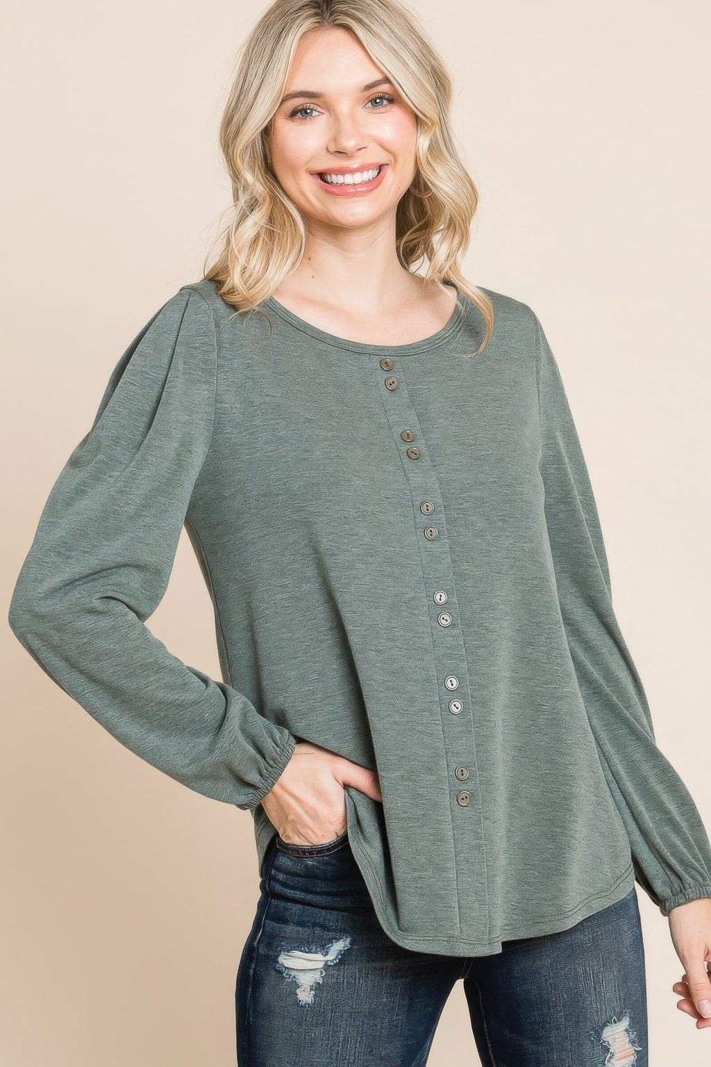 Solid Tr Spandex Long Sleeve Top by Tigbul's Variety Fashion Shop