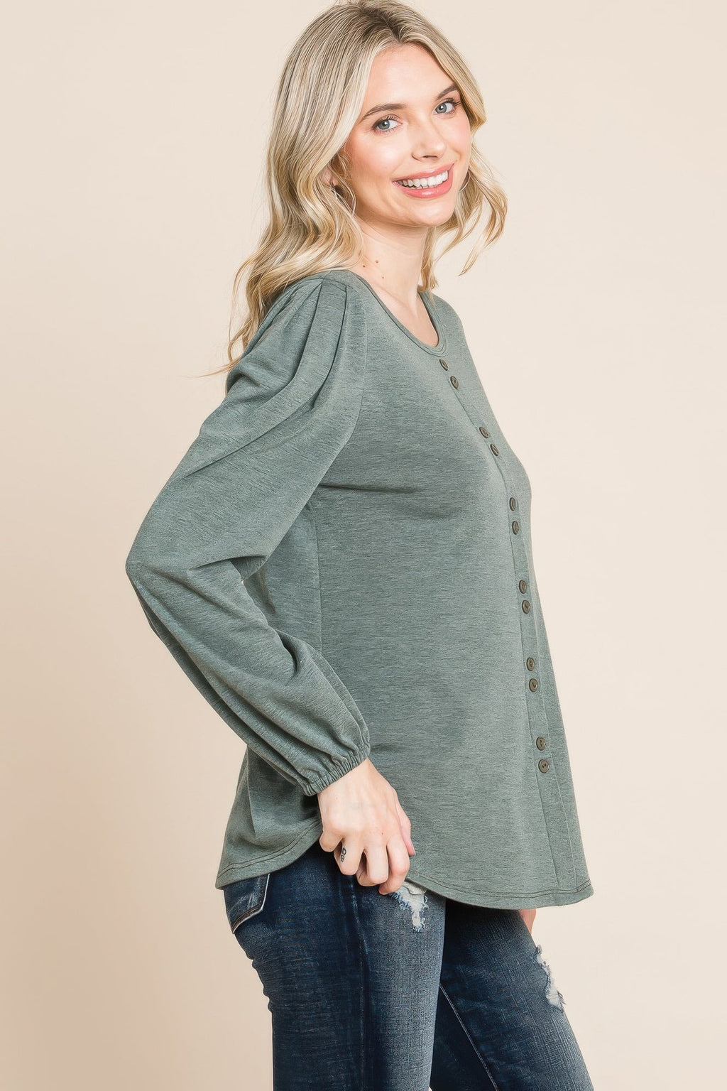 Solid Tr Spandex Long Sleeve Top by Tigbul's Variety Fashion Shop