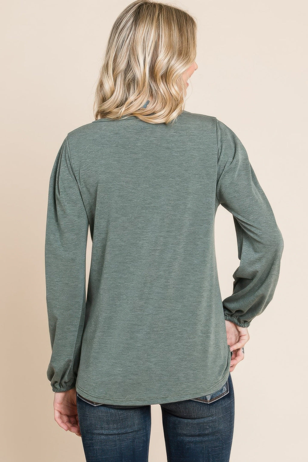 Solid Tr Spandex Long Sleeve Top by Tigbul's Variety Fashion Shop