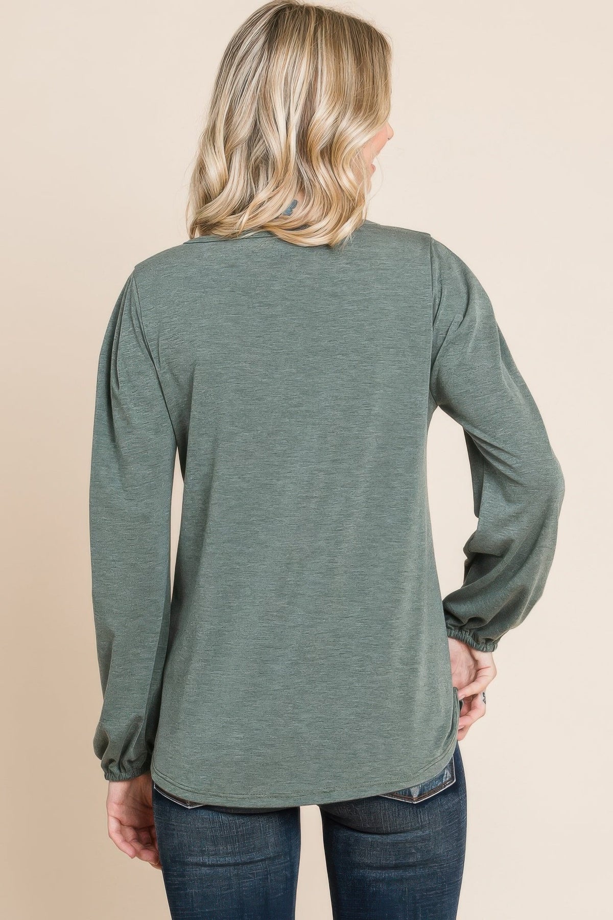 Solid Tr Spandex Long Sleeve Top by Tigbul's Variety Fashion Shop