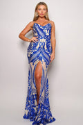 Spaghetti Strap Art Deco Sequins Maxi Dress by Tigbul's Variety Fashion Shop