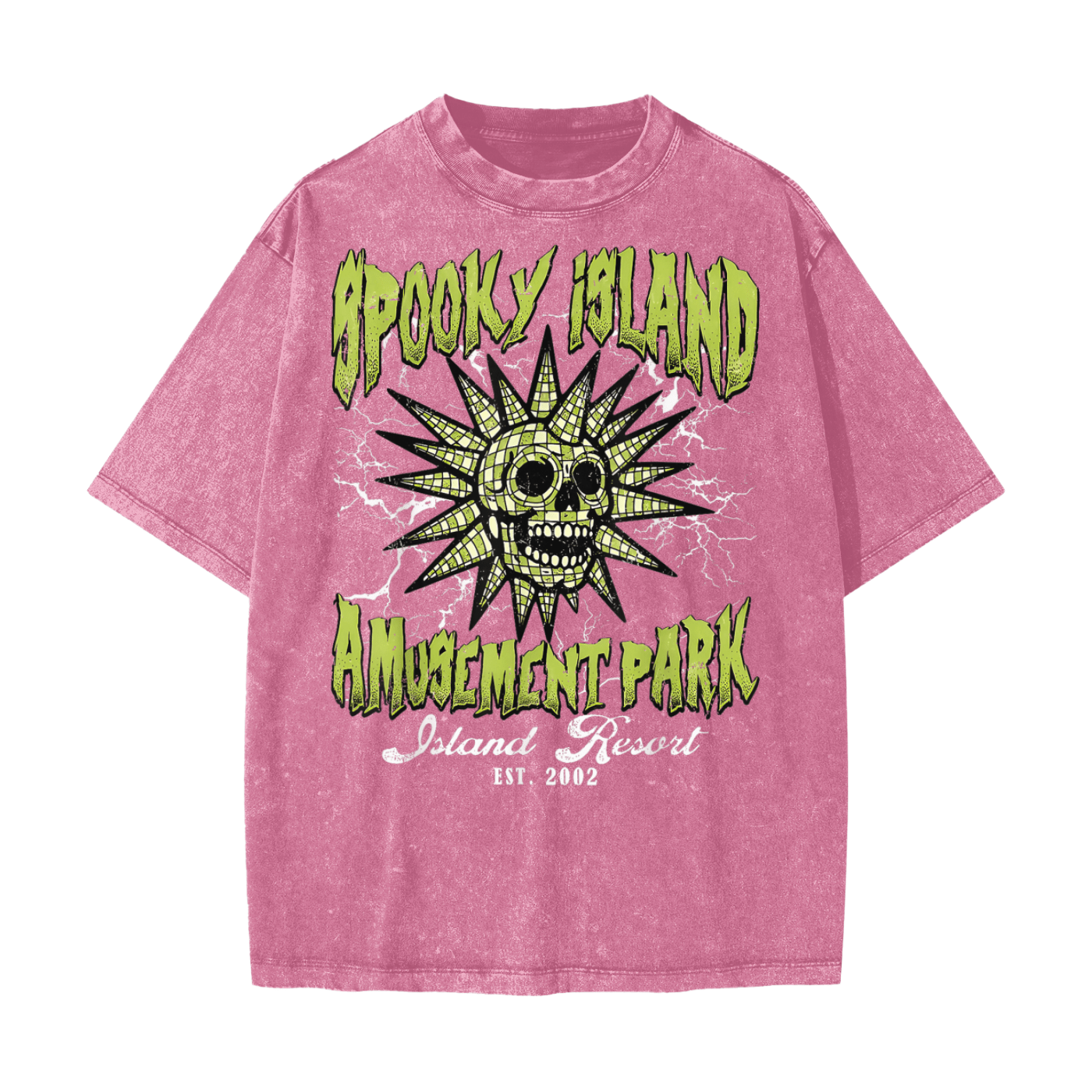 Spooky Island Amusement Park Snow Washed T-Shirt by Goth Cloth Co.