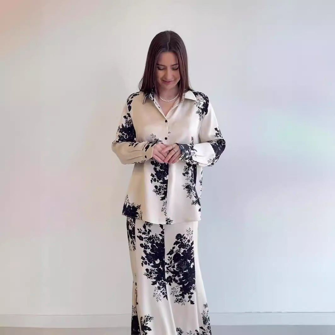 Spring New Satin Print Design Sense Skirt Set (MS081) by Mariam's Collection