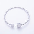 Stainless Steel Silver PVD Minimalist Molten Heart Bean Oval Wrap Cuff Bracelet | WA-01233 by DLUXCA