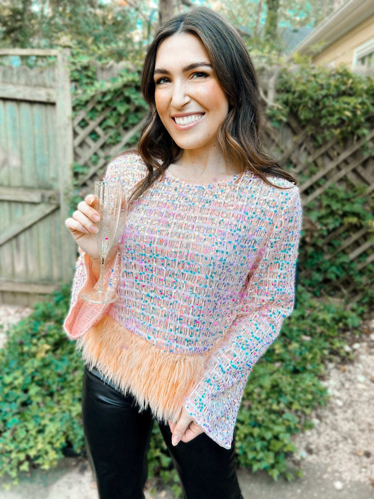 Starla Sequin & Feather Party Top by Girl Code Couture