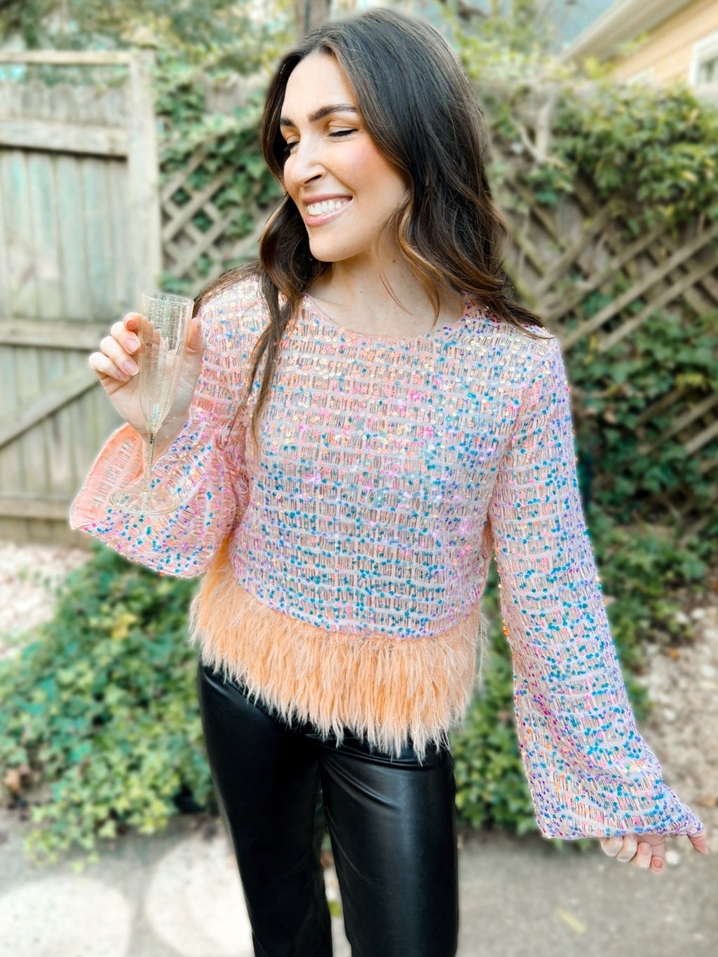 Starla Sequin & Feather Party Top by Girl Code Couture
