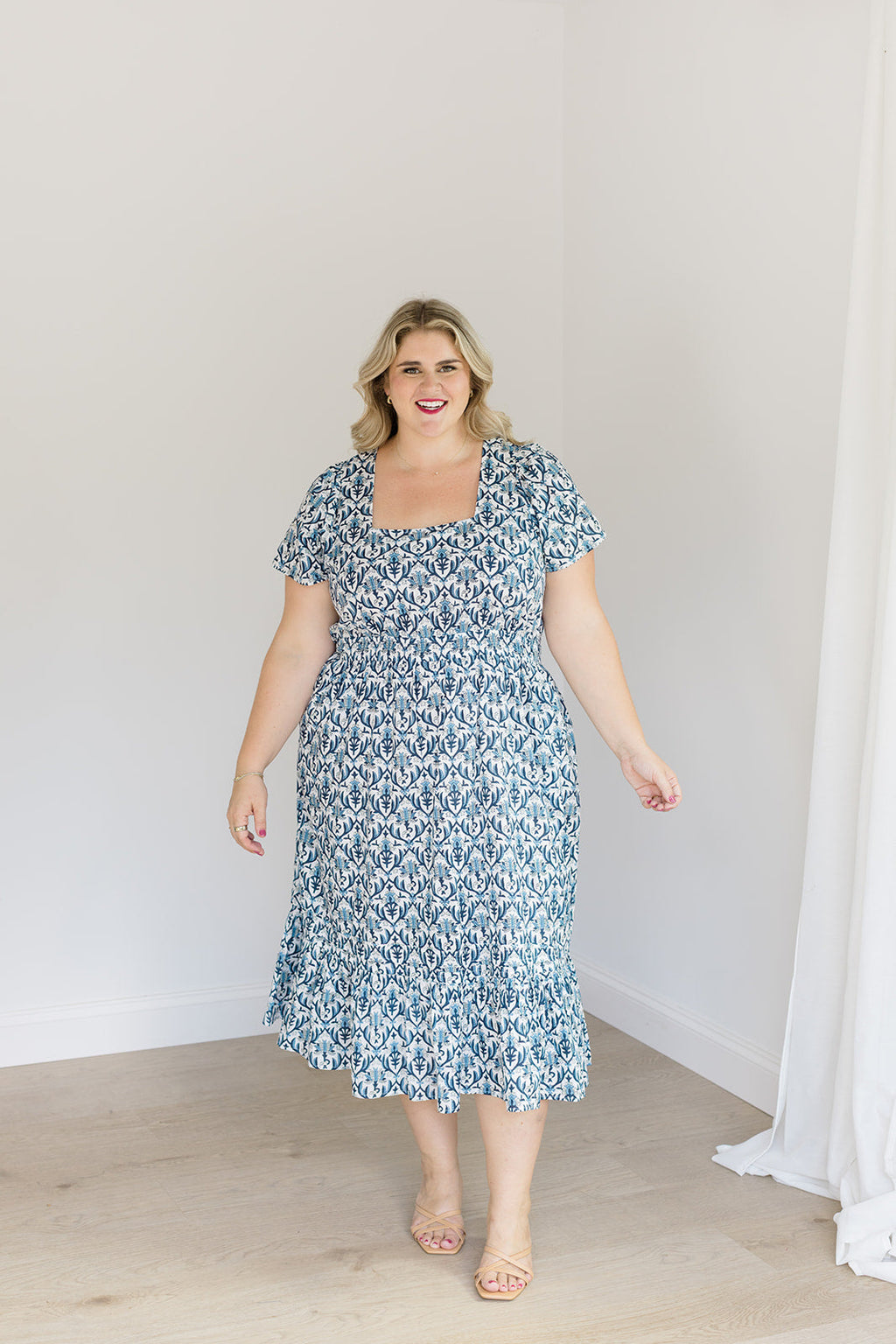 The Allison Dress in Navy Trellis - Final Sale by Carla Kiley Collection