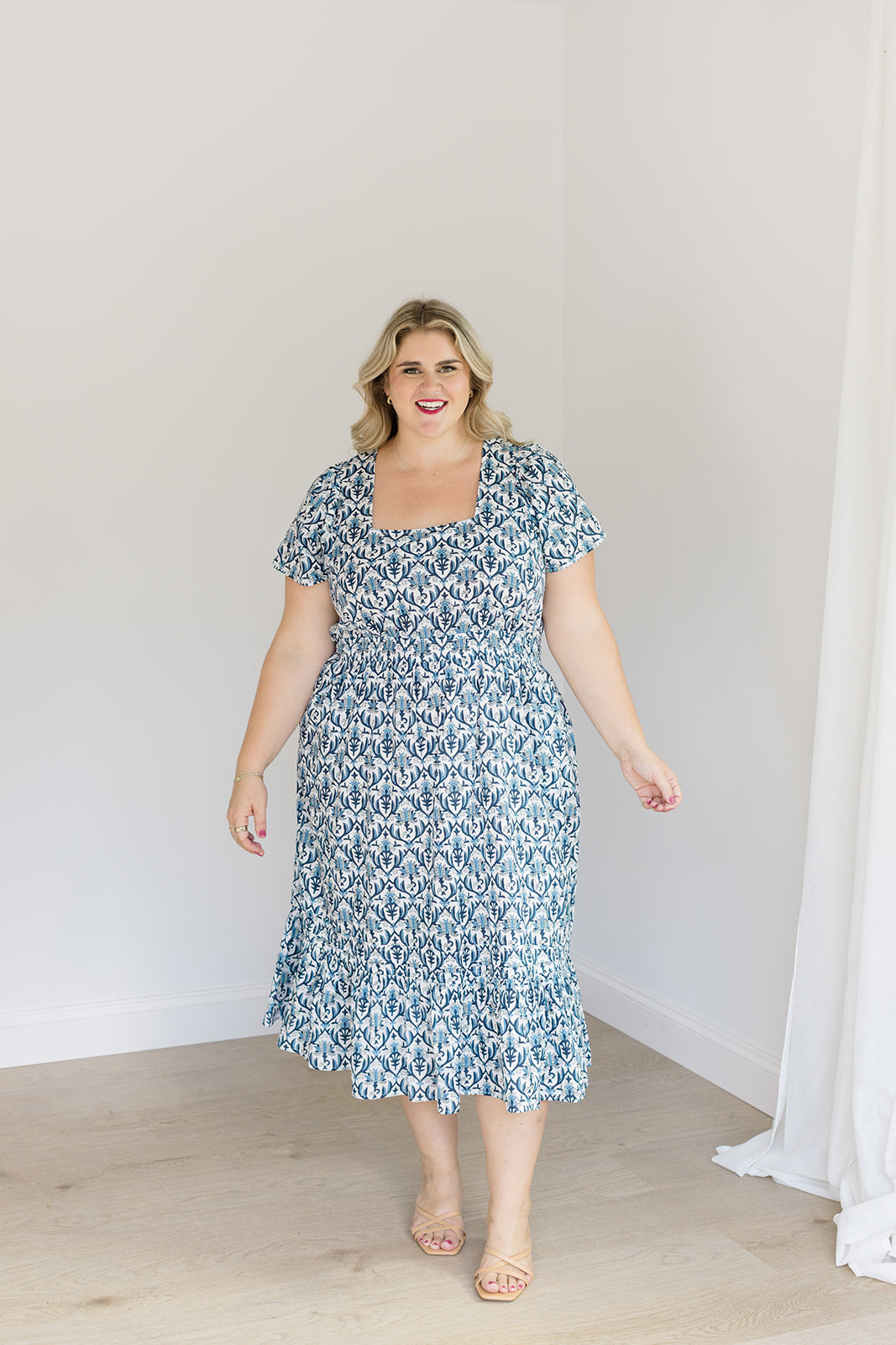 The Allison Dress in Navy Trellis - Final Sale by Carla Kiley Collection