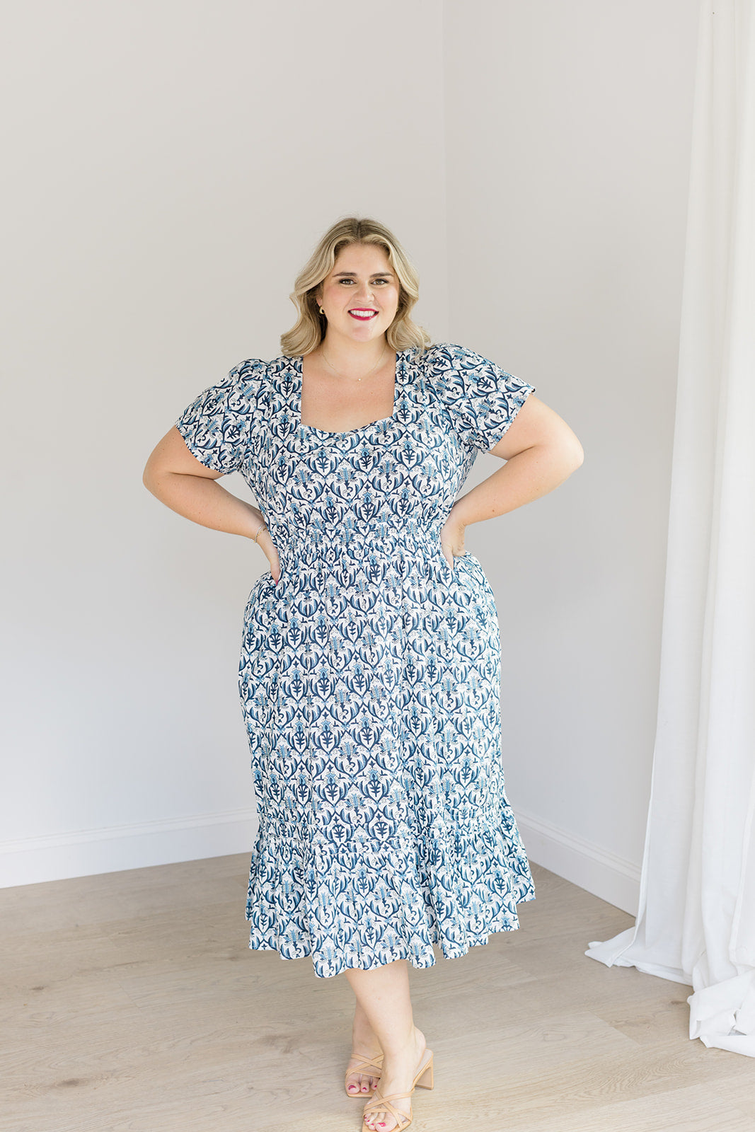 The Allison Dress in Navy Trellis - Final Sale by Carla Kiley Collection