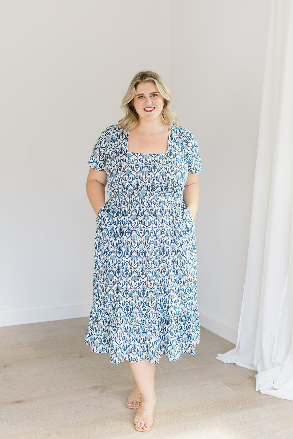 The Allison Dress in Navy Trellis - Final Sale by Carla Kiley Collection