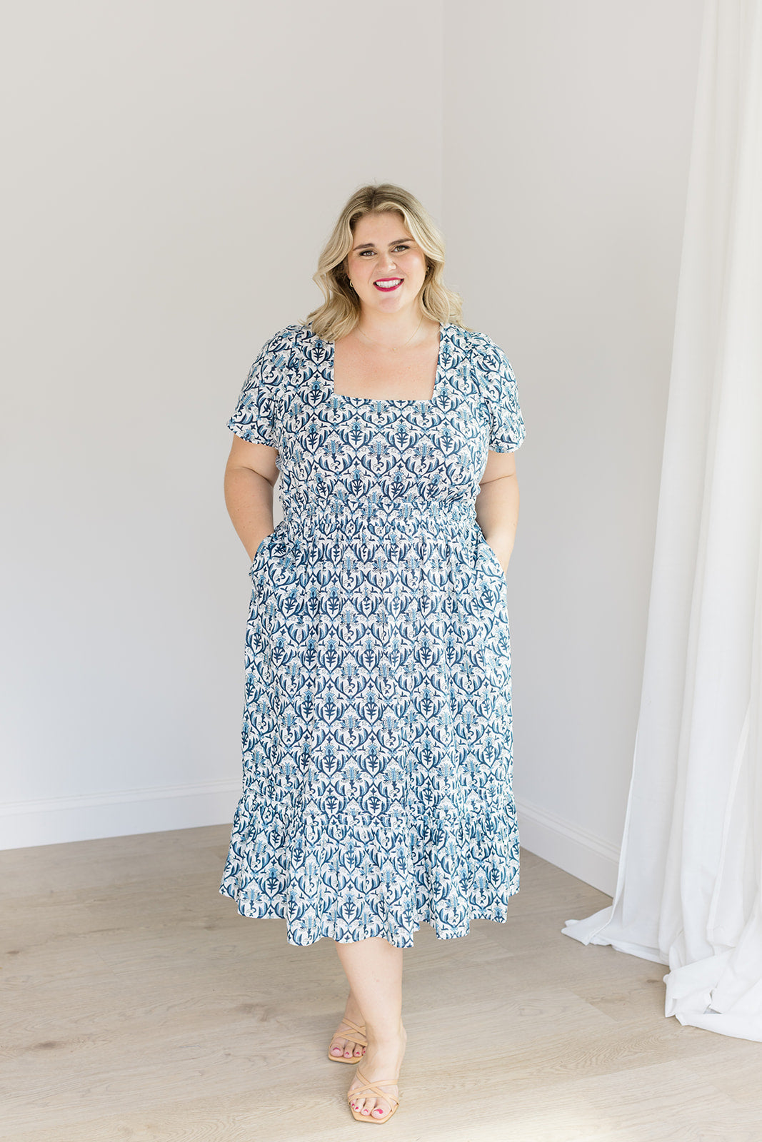The Allison Dress in Navy Trellis - Final Sale by Carla Kiley Collection
