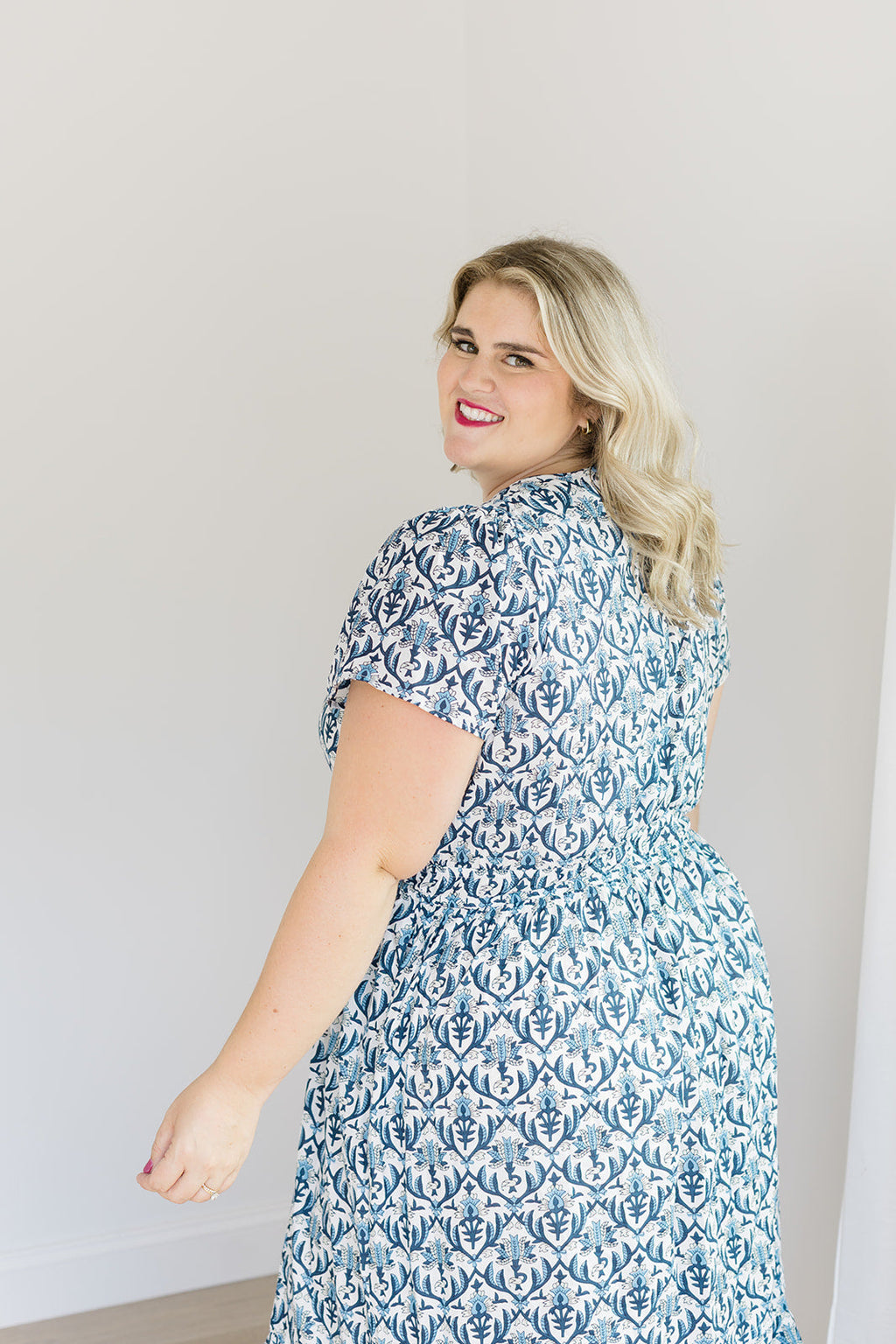 The Allison Dress in Navy Trellis - Final Sale by Carla Kiley Collection
