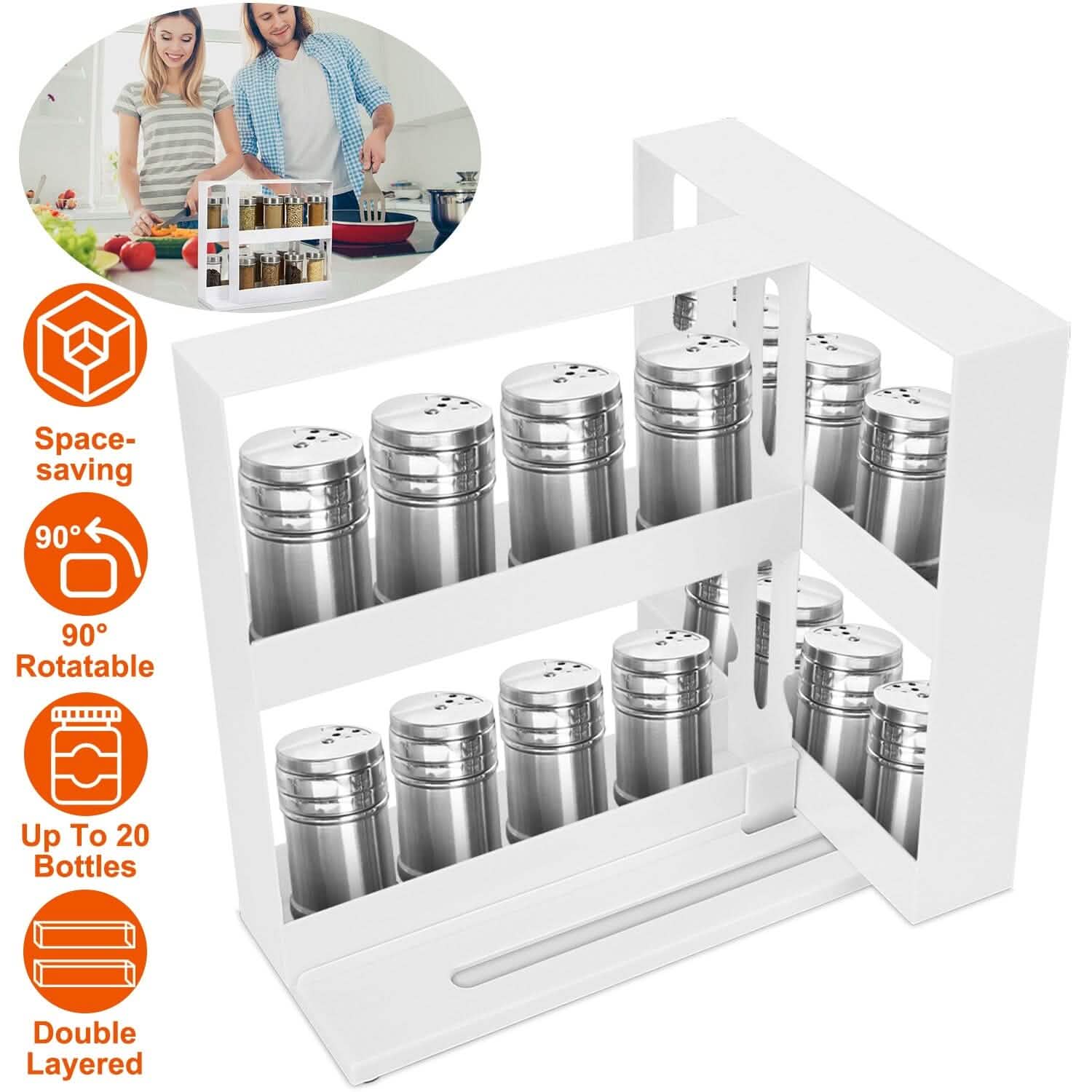 Swivel Cabinet Organizer Revolving Kitchen Rack Spice Organizer by DailySale
