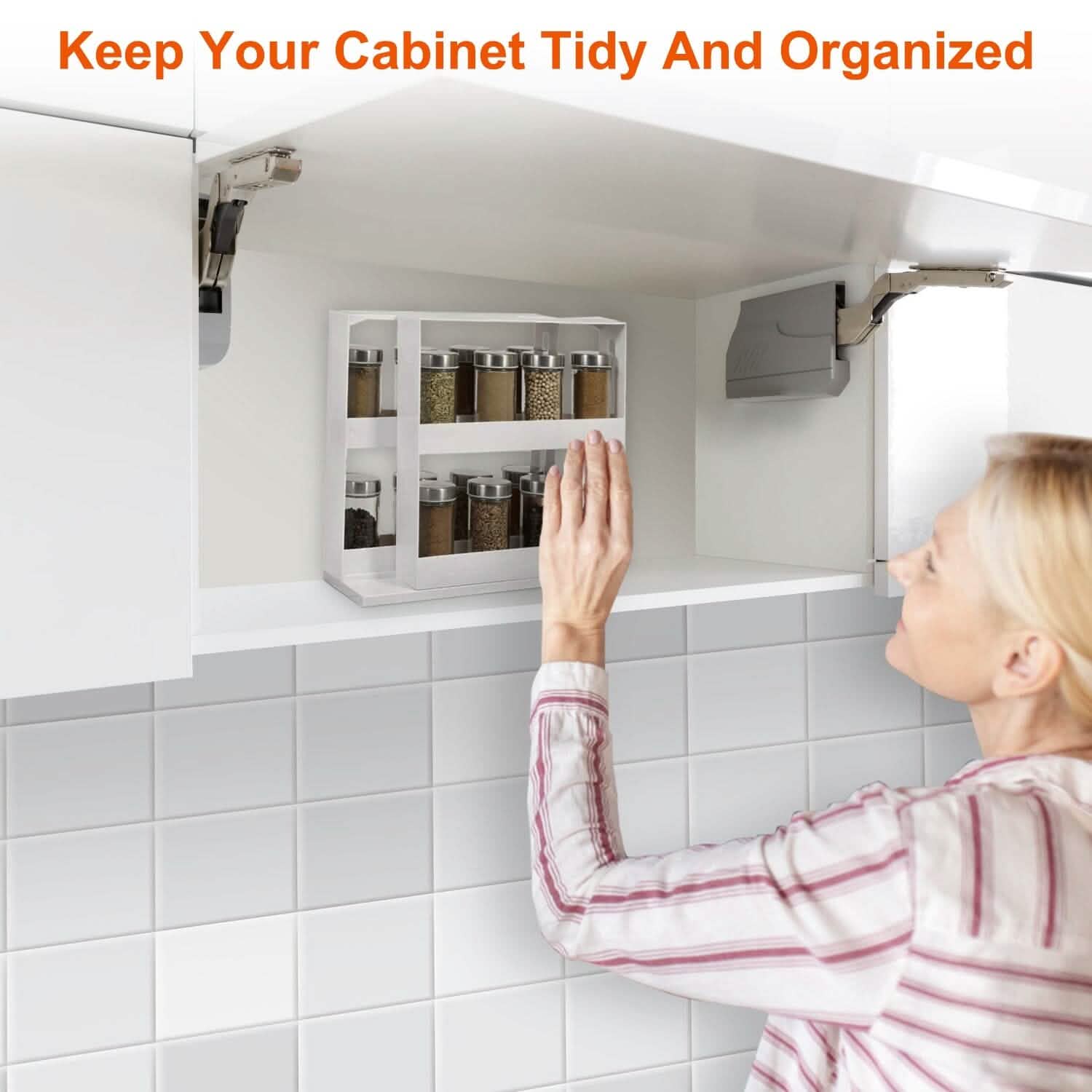 Swivel Cabinet Organizer Revolving Kitchen Rack Spice Organizer by DailySale