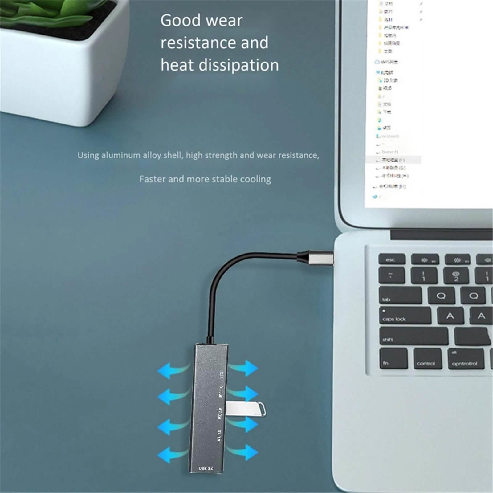 T304 4-in-1 Hub Type C to USB3.0*4 Intelligent USB Hub Multi-Port Adapter by DailySale