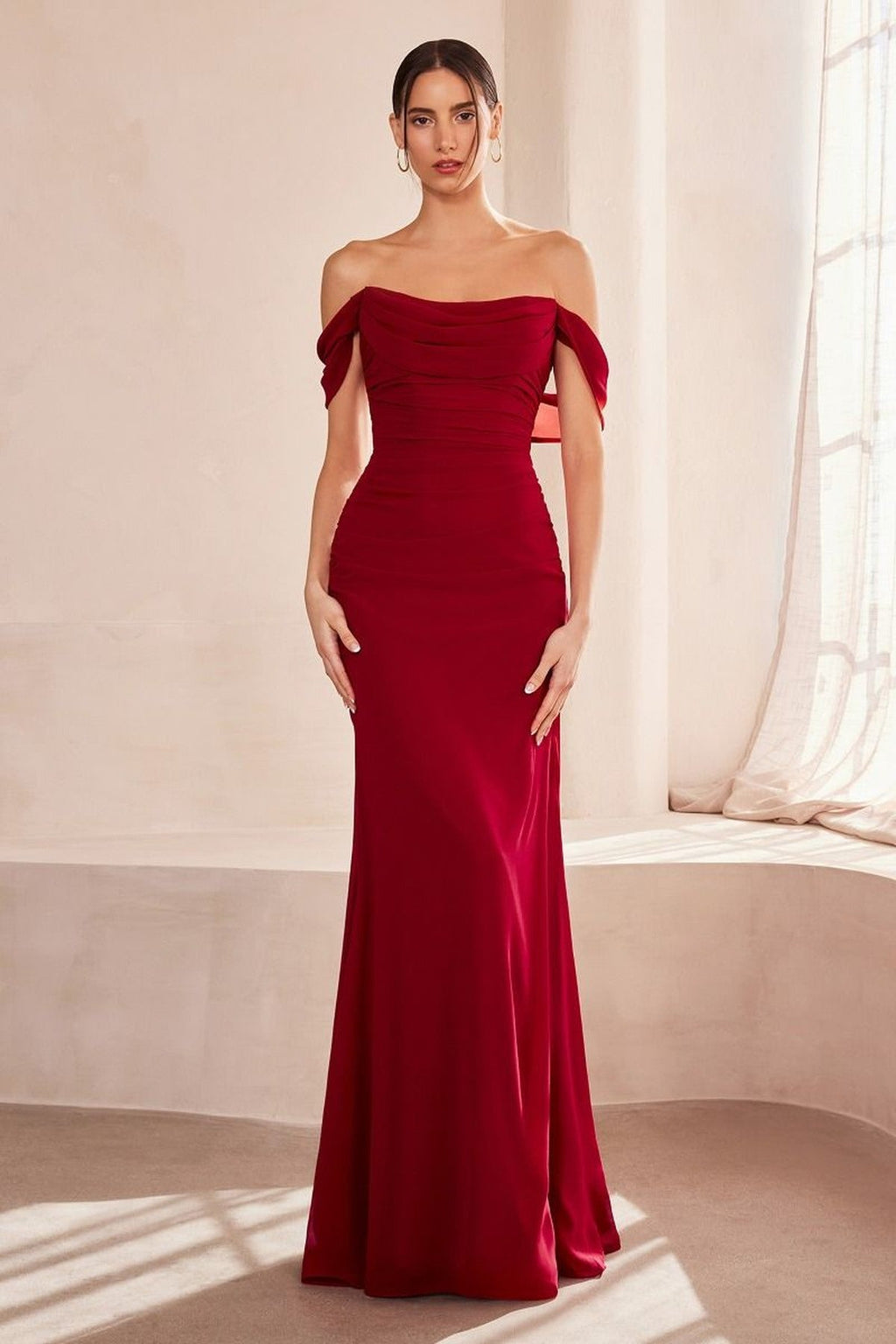 Ladivine Amoris T705 Off Shoulder Fitted Bridesmaid Gown by DiscountDressShop
