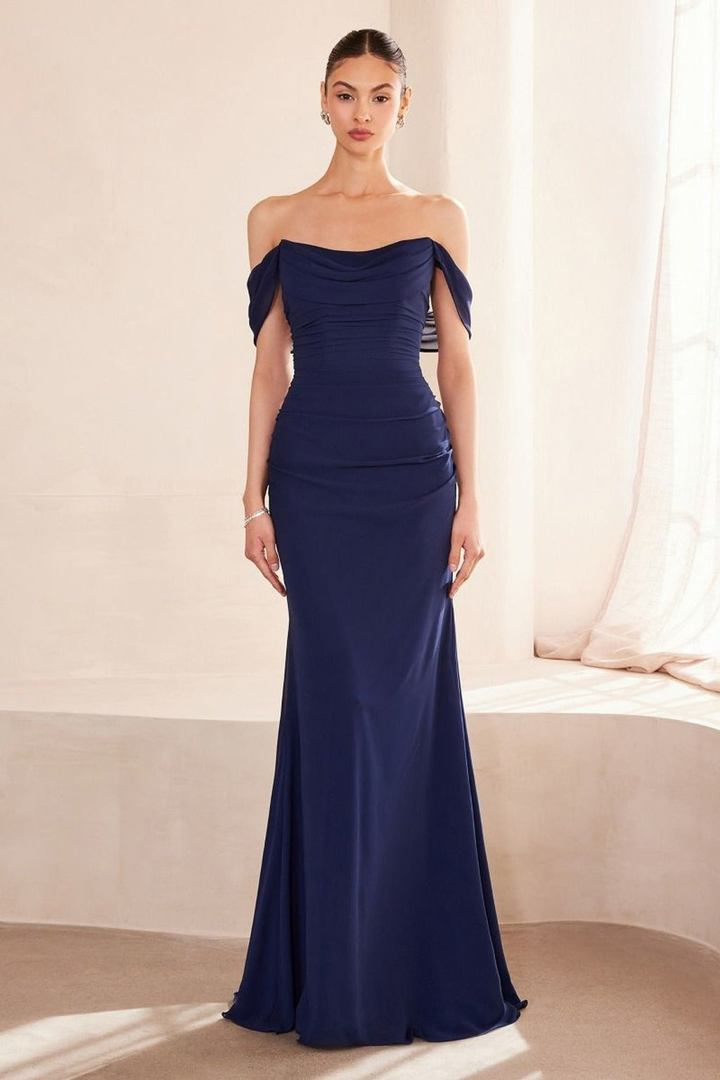 Ladivine Amoris T705 Off Shoulder Fitted Bridesmaid Gown by DiscountDressShop