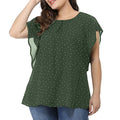 Plus Size Print Layered Sleeve Round Neck Blouse by Trendy Attic Store01