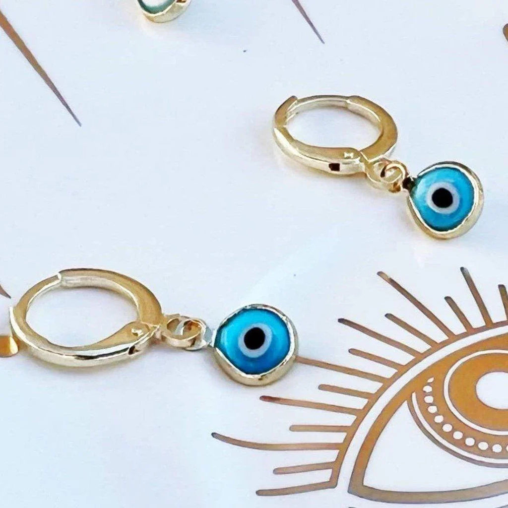Glass Evil Eye Huggie Earrings by Classic Variable