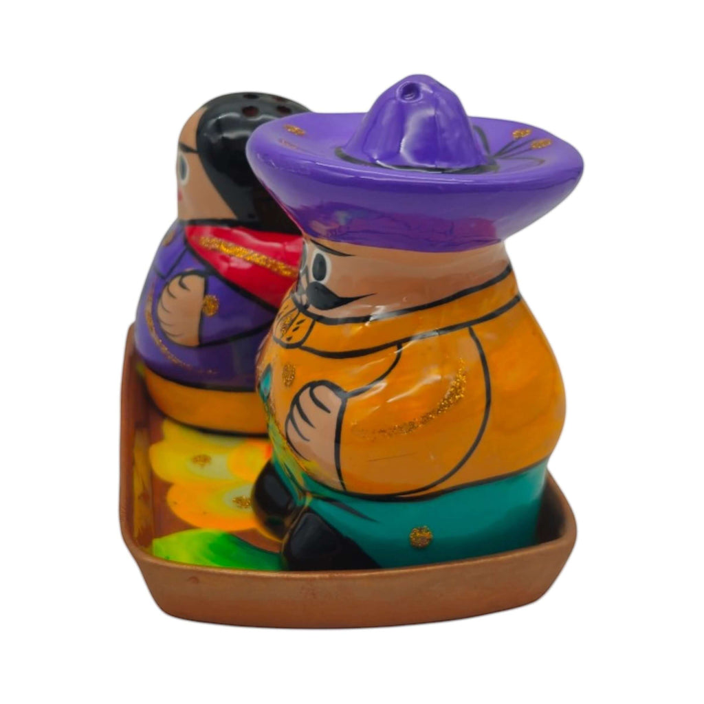 Hand-Painted Talavera Salt & Pepper Shakers | Couple on Tray by The Talavera Hub