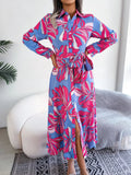 Tied Button Up Long Sleeve Dress by V.I.P Digital Presence