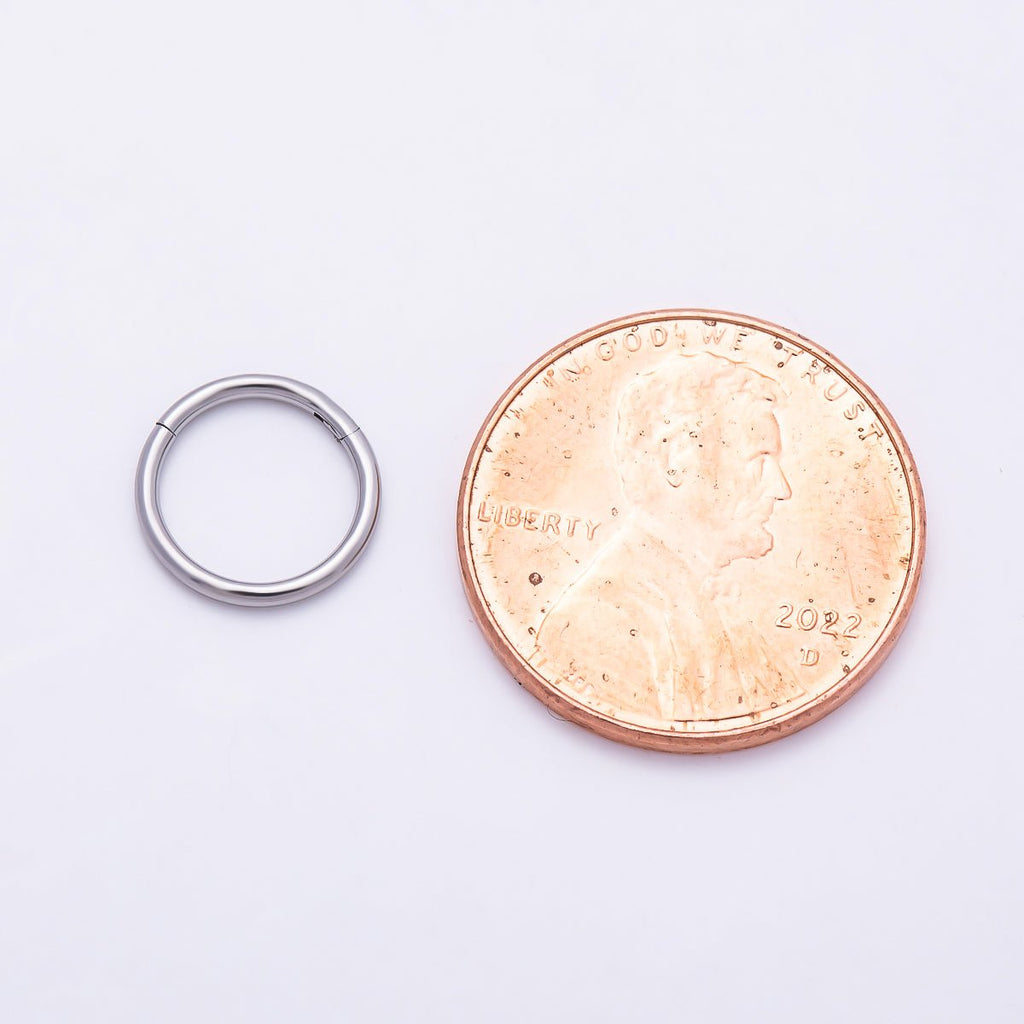 Titanium 10mm Silver Round Single Septum Cartilage Piercing Clicker | BJ-00245 by DLUXCA