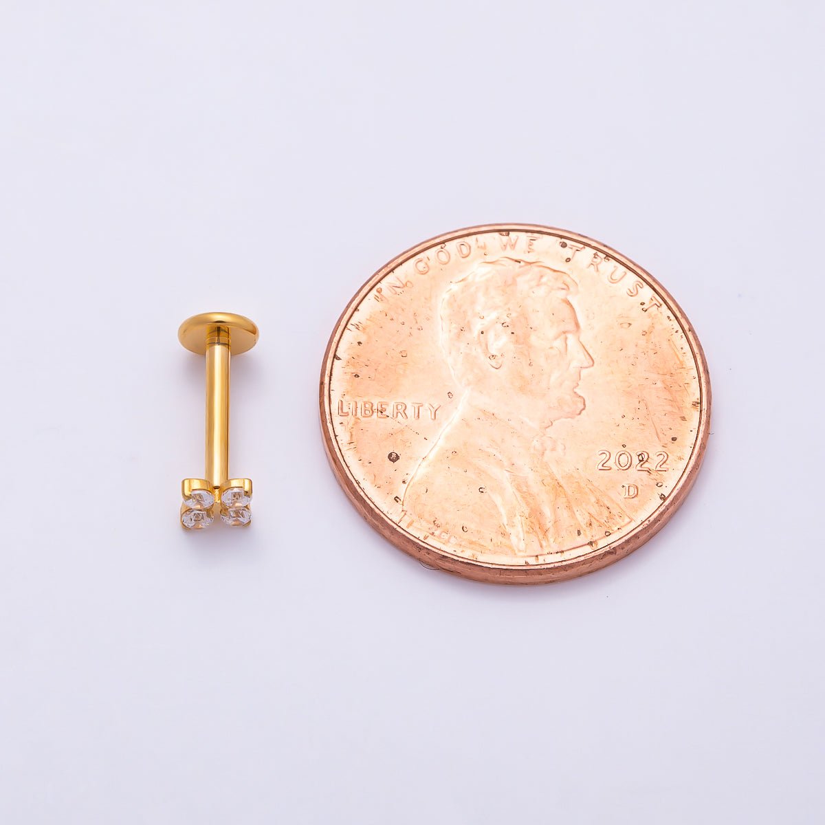 Titanium 3.3mm Clear CZ Flower Universal Cartilage Piercing Flat Back Stud | BJ-00207 by DLUXCA