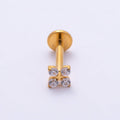 Titanium 3.3mm Clear CZ Flower Universal Cartilage Piercing Flat Back Stud | BJ-00207 by DLUXCA