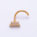 Titanium 3mm Double Row CZ Curved Cartilage Nose Single Piercing Stud | BJ-00213 by DLUXCA