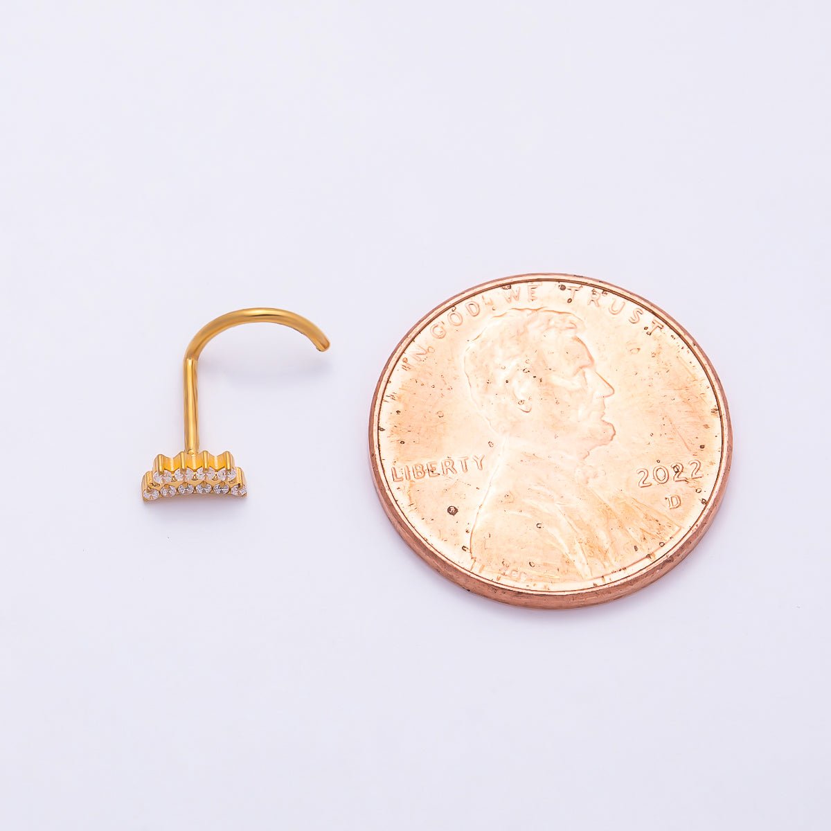 Titanium 3mm Double Row CZ Curved Cartilage Nose Single Piercing Stud | BJ-00213 by DLUXCA