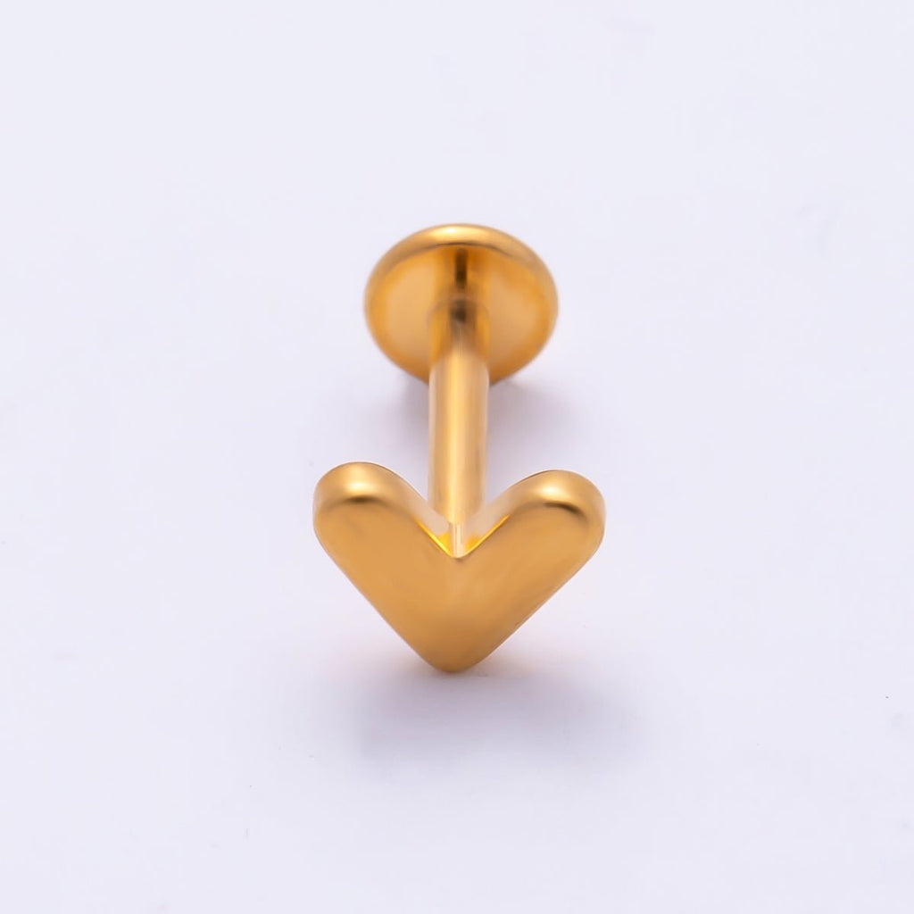 Titanium 4.5mm Minimalist Heart Universal Cartilage Piercing Flat Back Stud | BJ-00208 by DLUXCA