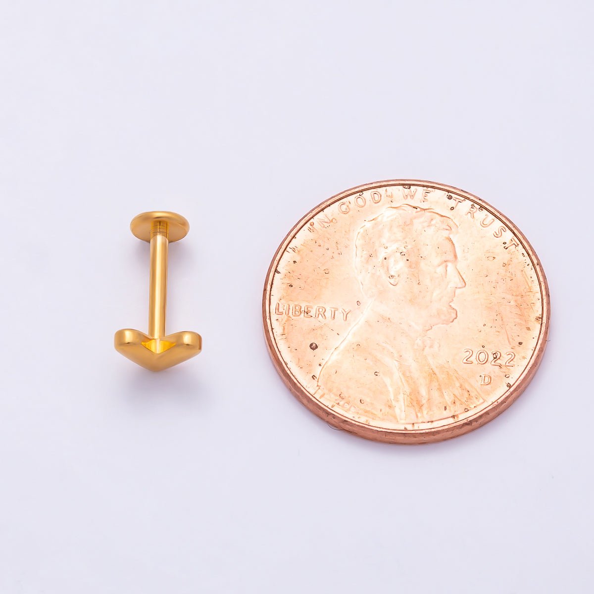 Titanium 4.5mm Minimalist Heart Universal Cartilage Piercing Flat Back Stud | BJ-00208 by DLUXCA