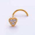 Titanium 4mm CZ Heart Cartilage Nose Single Piercing Flat Back Stud in Gold & Silver | BJ-00224 BJ-00225 by DLUXCA