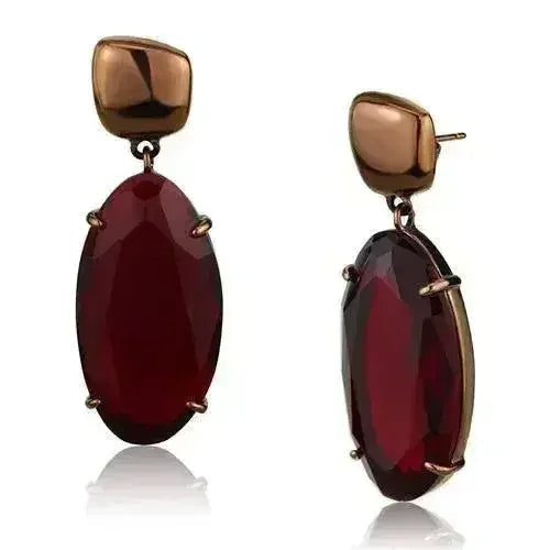 TK2818 IP Coffee Light Stainless Steel Earrings – Siam Glass Drop by Femstylo