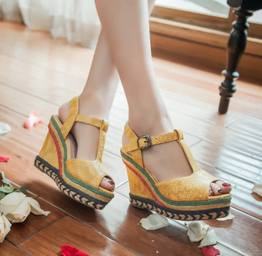 Thick-Soled Women's High Heel Wedge Sandals by Trendy Attic Store01
