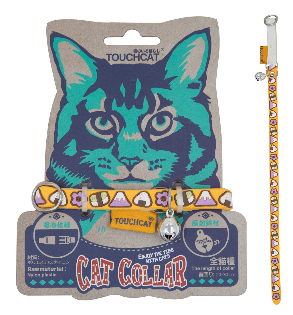 Touchcat Bell-Chime Designer Rubberized Cat Collar w/ Stainless Steel Hooks by Pet Life
